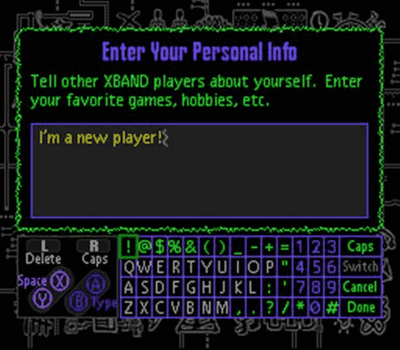 Screenshot of XBAND service