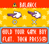 Screenshot of Kirby Tilt ’n‘ Tumble calibration screen
